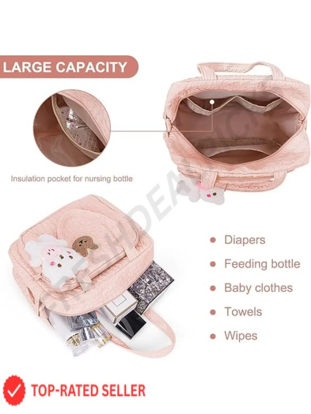 Large Nylon Diaper Bag Tote Crossbody Mom Bag Multi-Pocket Baby Travel Bags